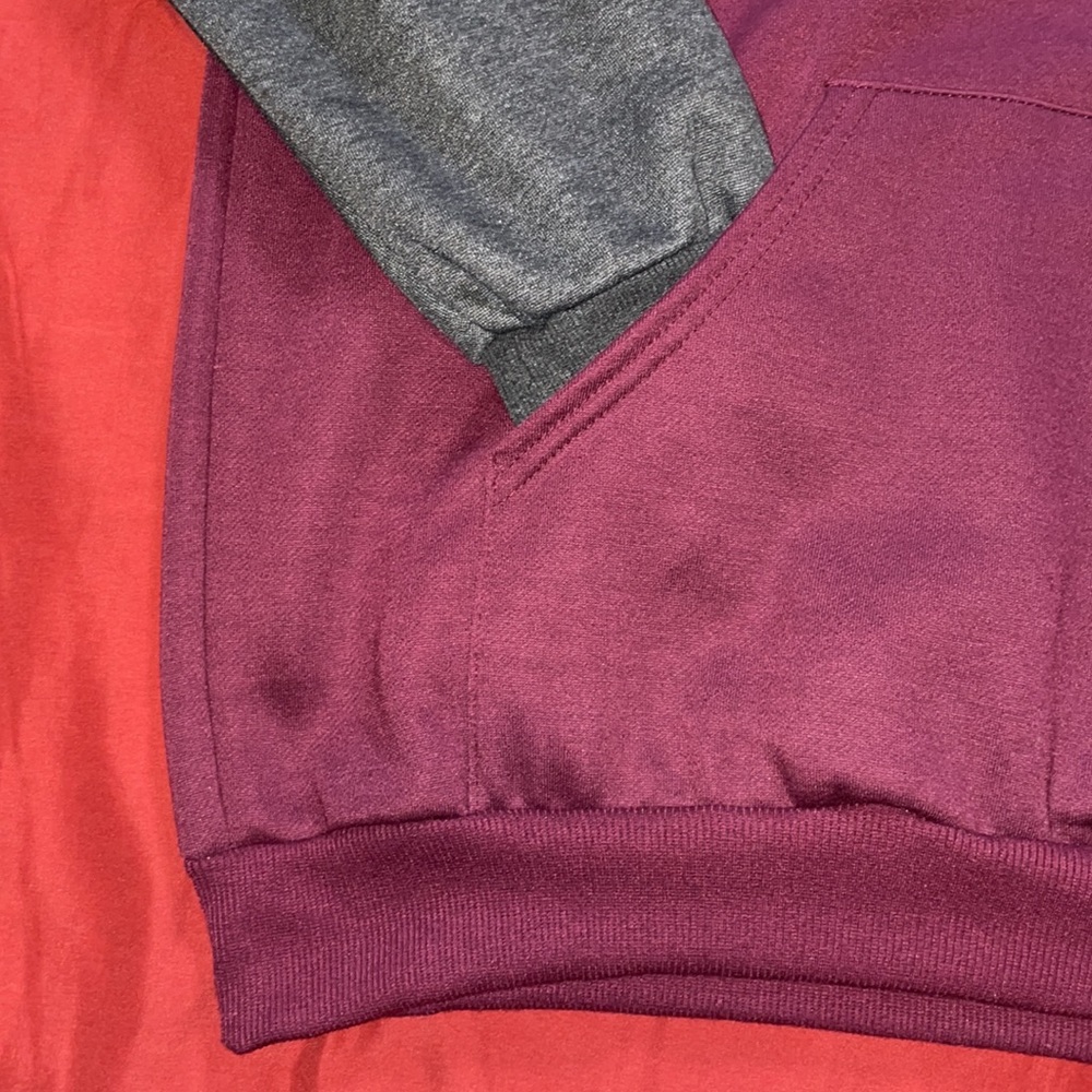 Yachats Oregon 2 toned (Maroon/Grey) Pocketed Hoodie Size XXL - Picture 4 of 4